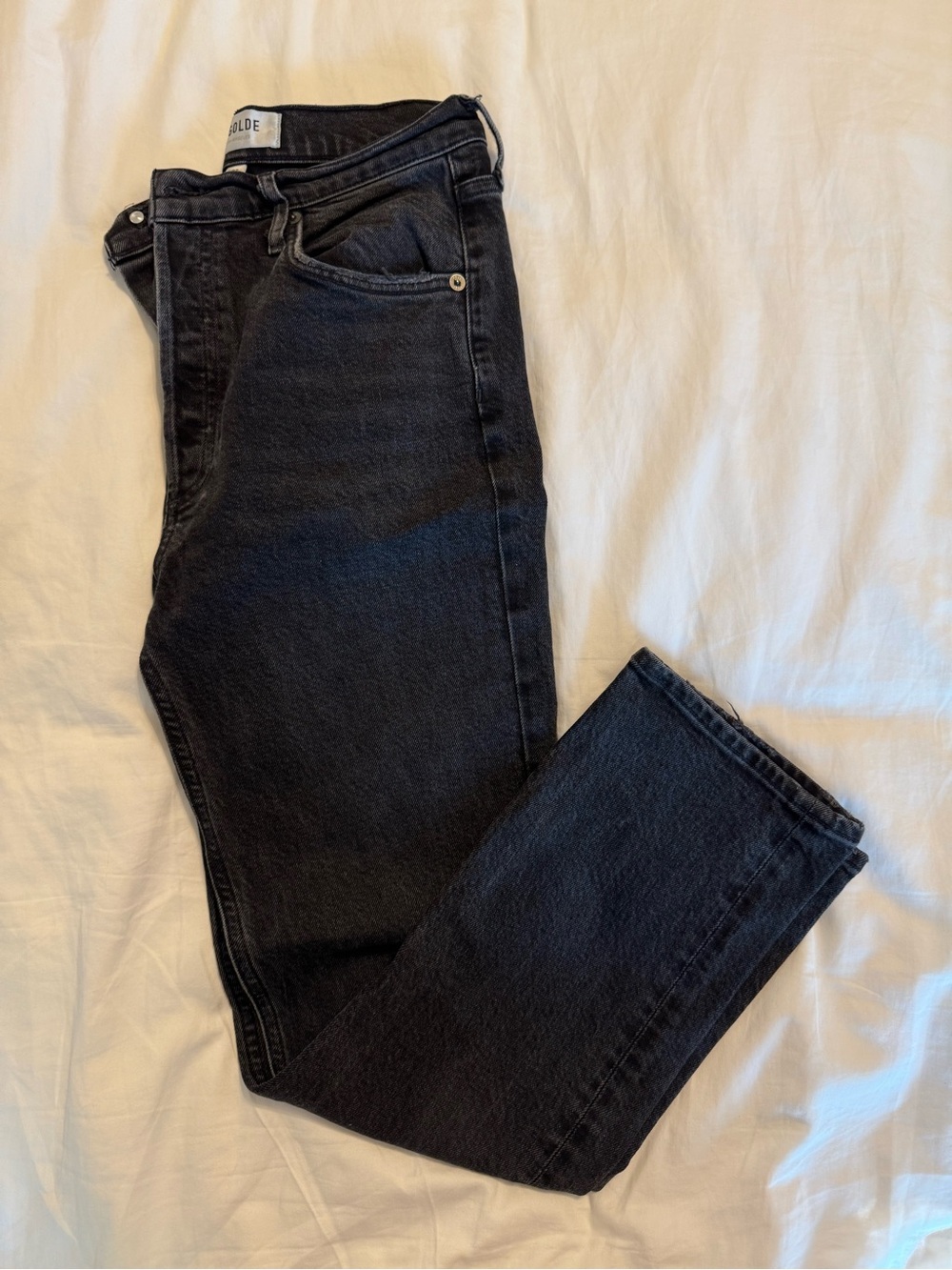 Agolde Women's Straight Leg Jeans in Dark Black Wash